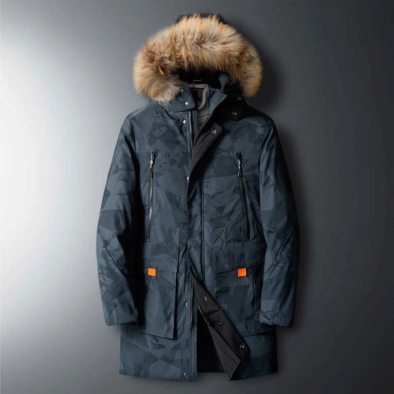 Thick Parkas Men's Puffer Down Jacket Parkas Overcoat Men's Winter Parka Men White Duck Down Removable Cap Mens High Quality Thermal Down