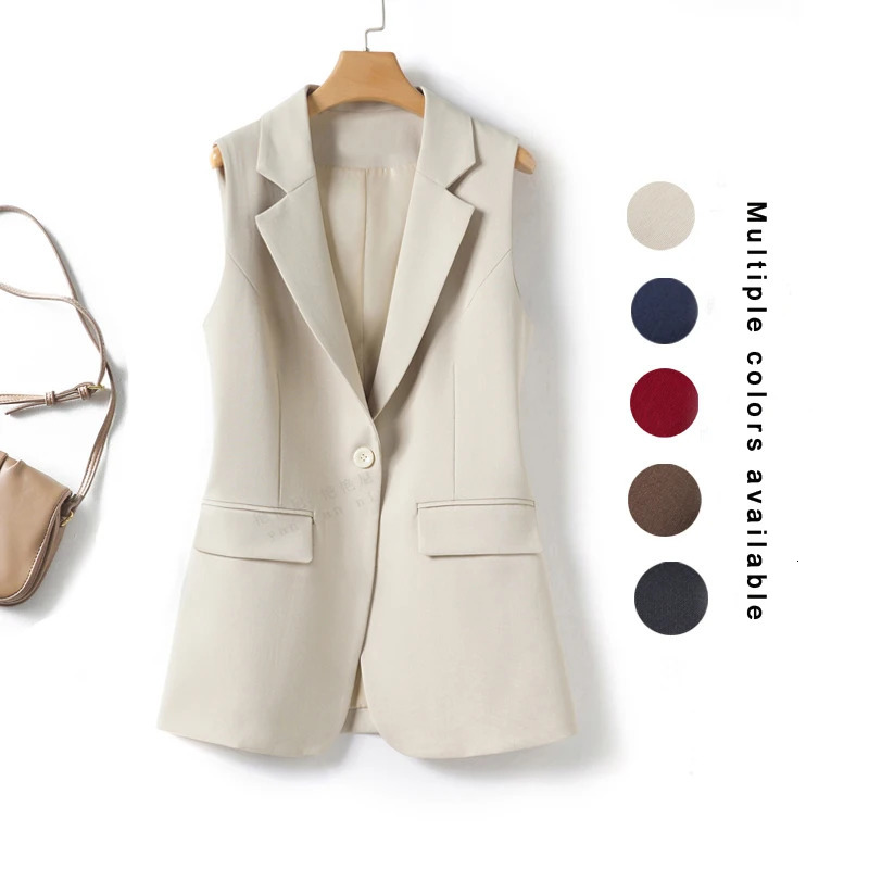 Simple and Elegant Womens Vest in a Suit Style OneButton Business Jacket for Spring Autumn Versatile Slimming Exuding Elegance 260923