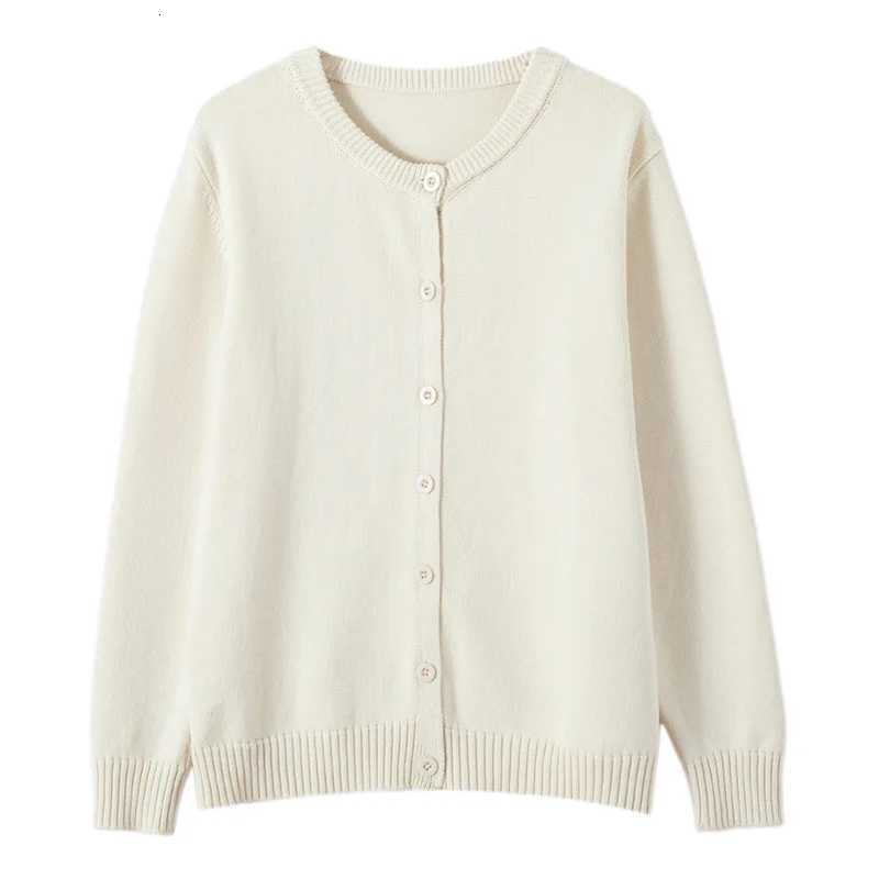 Women's Sweaters New 100% Cotton Women'S Cardigan Solid Color Round Neck Long Sleeve Knitwear Fashionable And Versatile Loose-Fitting Jack
