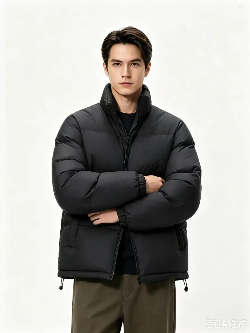 Quality Mens White Duck Down Fluffy Parkas Windproof Thick Warm Heat Lock Fashion Loose Korean Style Stand Collar