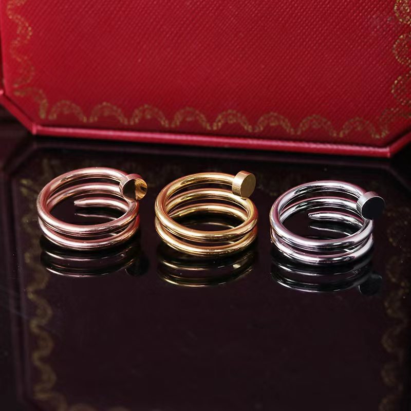 Classic Love Ring High Quality Diamond Studded 18k Gold Nail Ring Daily Wear Designer Jewelry for Women