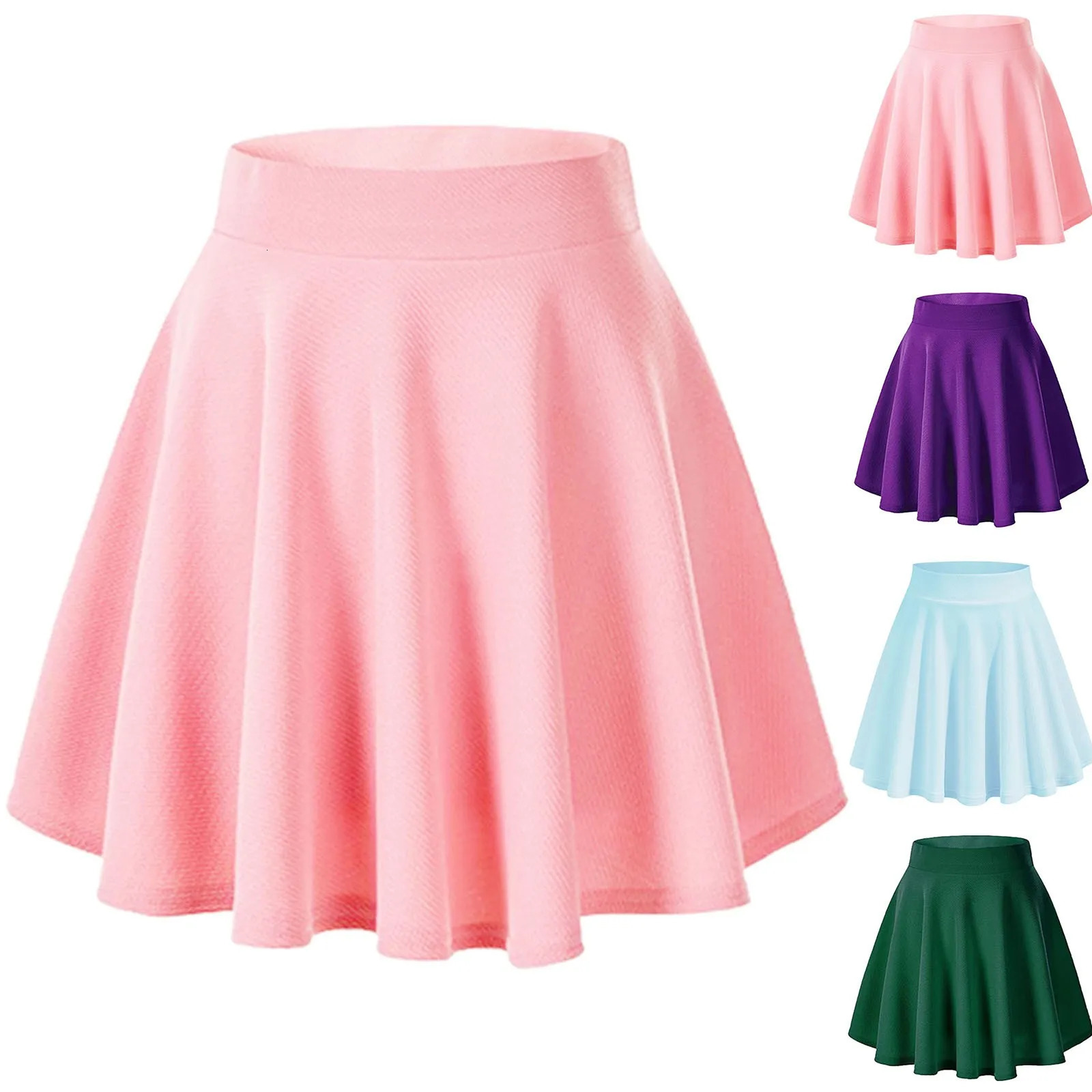 Womens High Waist A Line Skater Skirt Casual Solid Flared Mini Soft Stretch Summer Sports Golf Tennis Short Skirts 260923