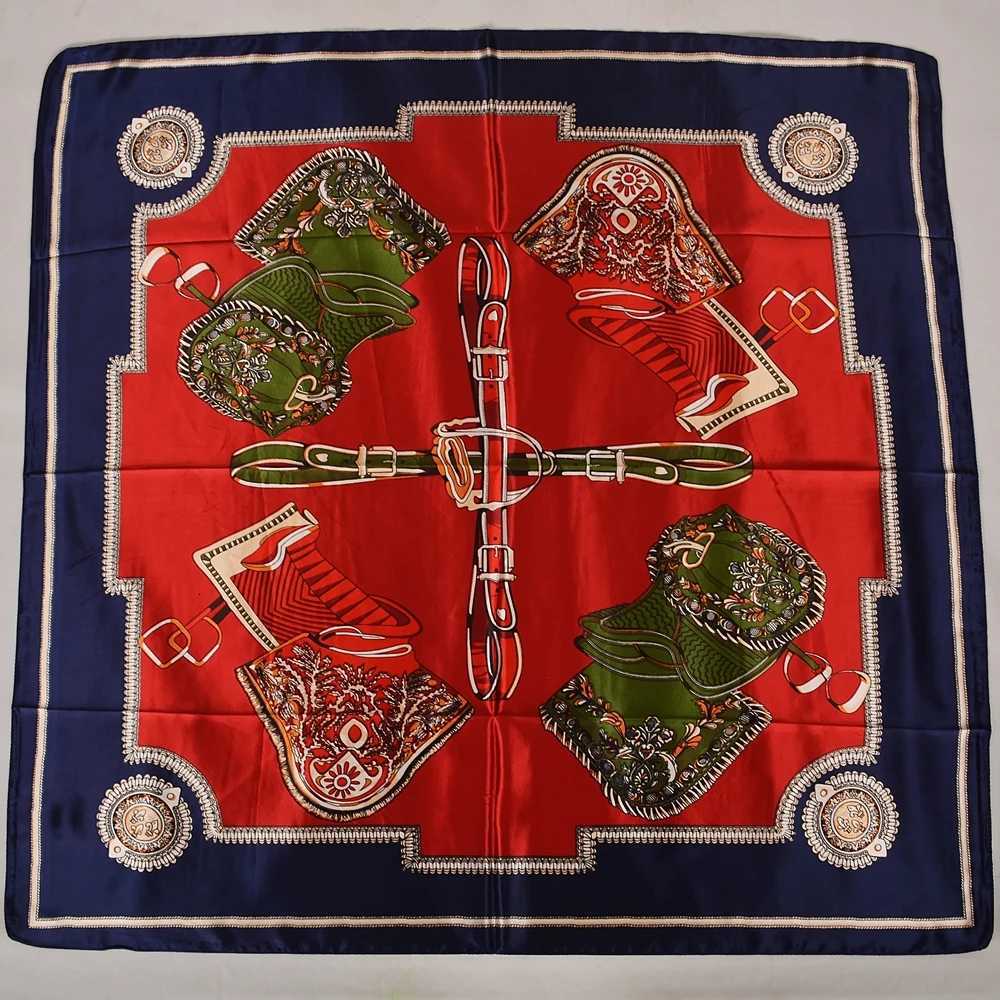 Red Scarves Winter Silk Blue Scarf Hijab Ladies Fashion Accessories Satin Square Scarves Foulard Spring Fall Head Scarves Shawls 90*90cm N260922