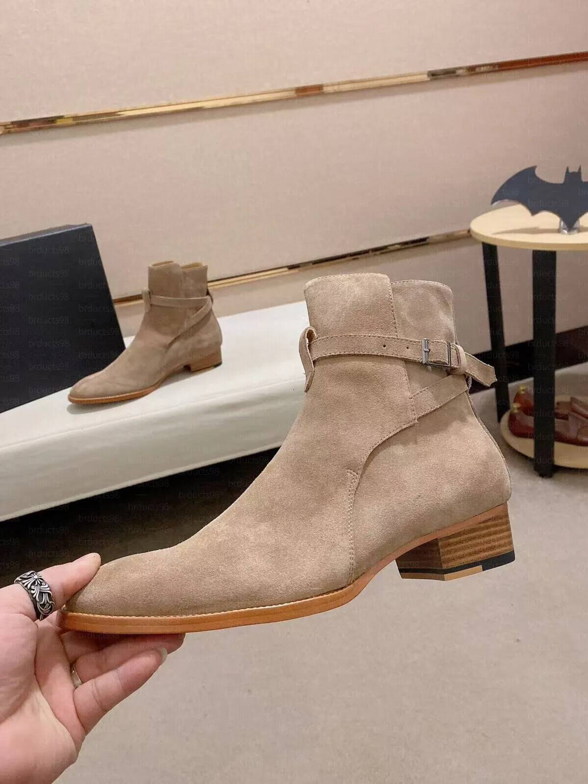 Stivaletti Chelsea da uomo in pelle nera alla caviglia Designer di lusso con punta a punta e tacco largo Abito classico alla moda in coccodrillo inv