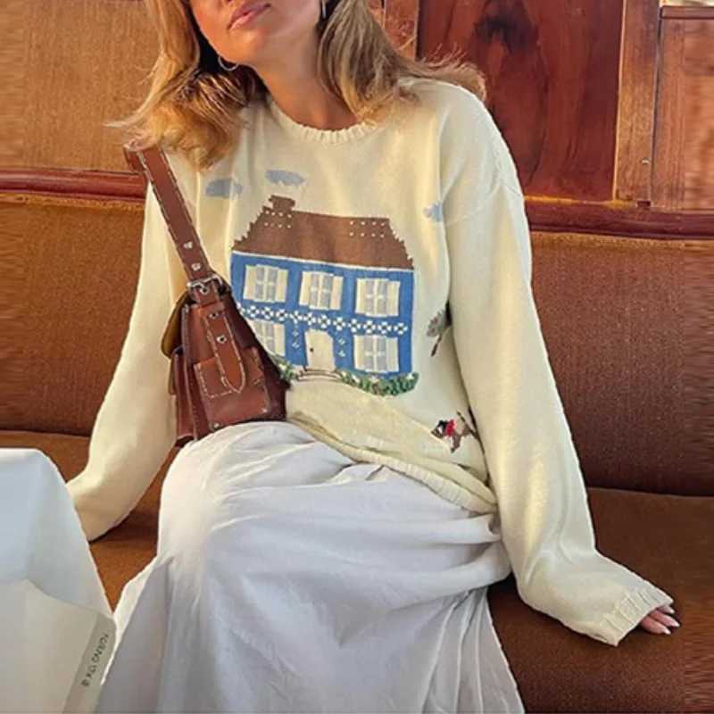 Women's Sweaters Women's New Pattern Soft Knitted Sweater Loose Long Sleeve Warm Versatile Pullovers 2025 Autumn Winter Street Woman Cloth