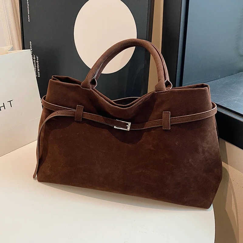 Cross Body Decorative Design Solid Faux Suede Handbag Large Capacity Hasp Casual Tote 2026 Hot Sale Bags for Women Bolsas Femininas D260923