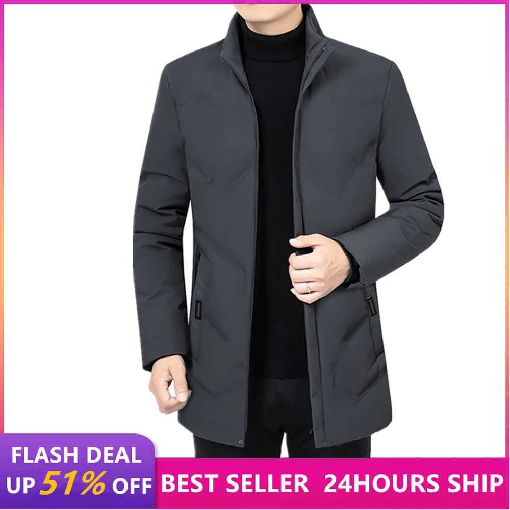 Male Men's Down Parkas New Winter Jacket Men Thicken Warm Men Parkas Hooded Long Coat Fleece Mens Jackets Outwear Windproof Padded Down Parka C