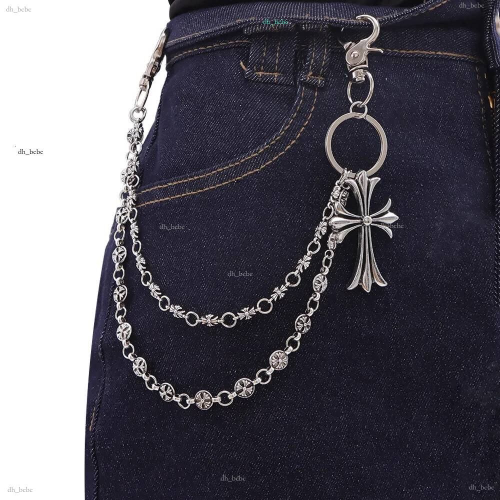 Marque de luxe Designer Bijoux Hip Hop Jeans Pour Hommes Femmes Européennes Et Américaines Punk Crow Cross Avec Jupe Multi Element Double Couche