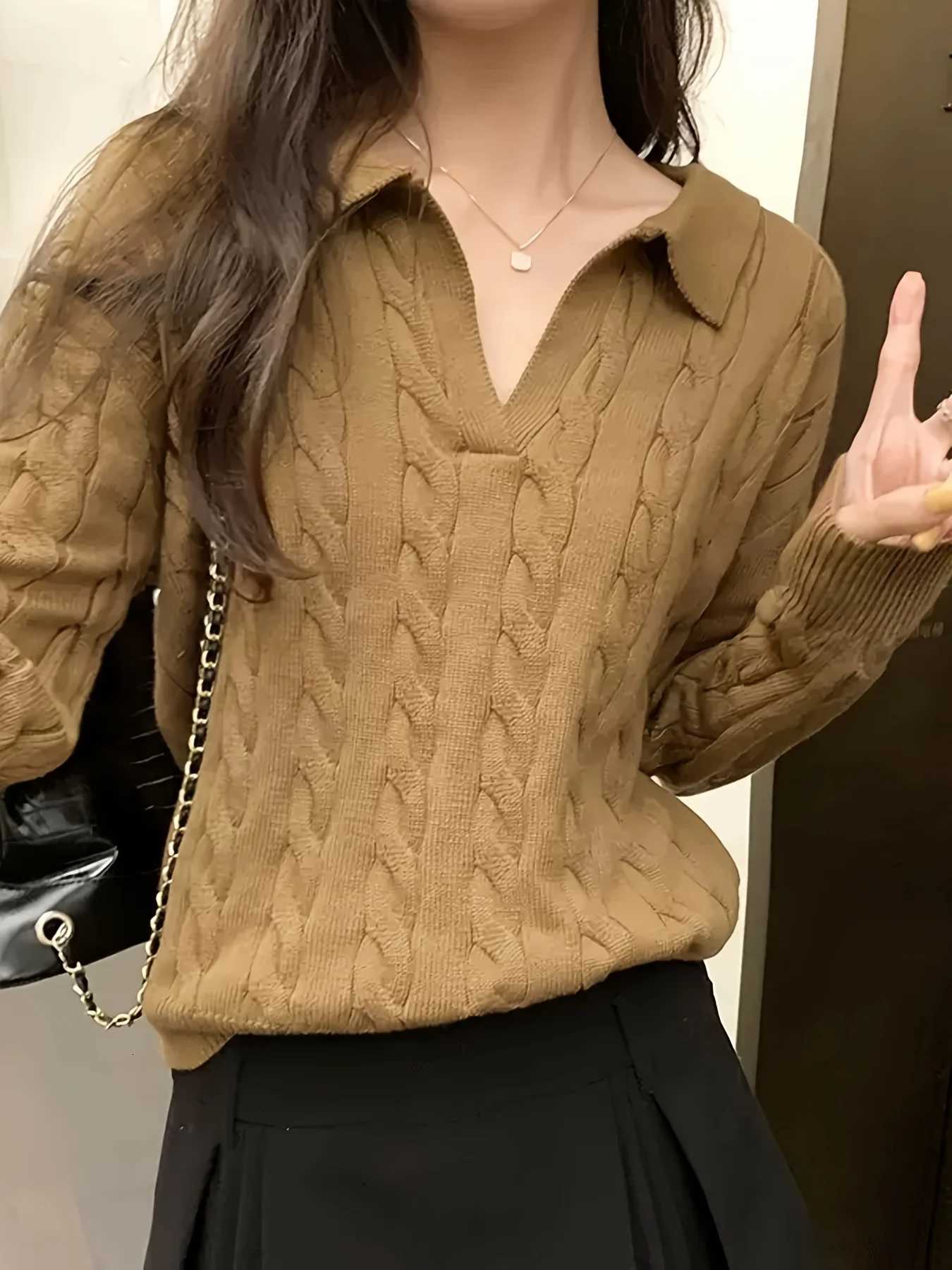 Women's Sweaters New Collar Loose Top Casual Women's Thick Needle Sweater with Core Spun Yarn Knit Sweate D260923