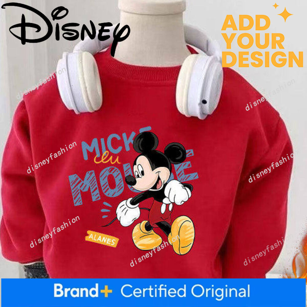 Mickey Children's Sweatshirt for Boys, Fleece-Lined Pullover, Thickened Clothing, Baby Red Stylish Winter Outfit, Integrated Fleece Top, Trendy