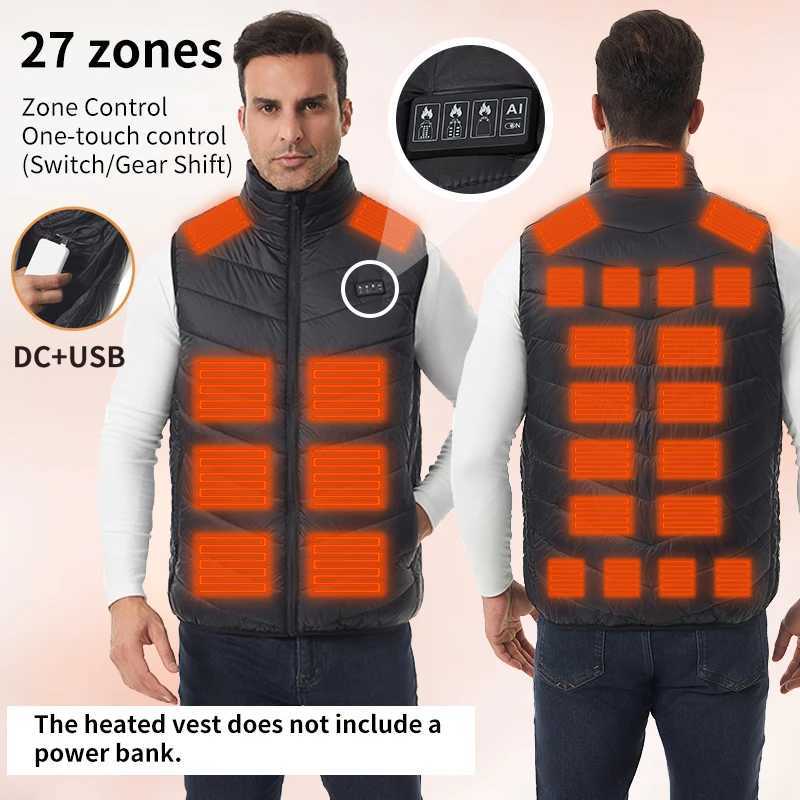 Men's Men's Down Parkas 27-Zone Smart Heated Vest Winter Warmth Jacket 4 Independently Controlled Zones USB-Powered Outdoor Heated Vest C2