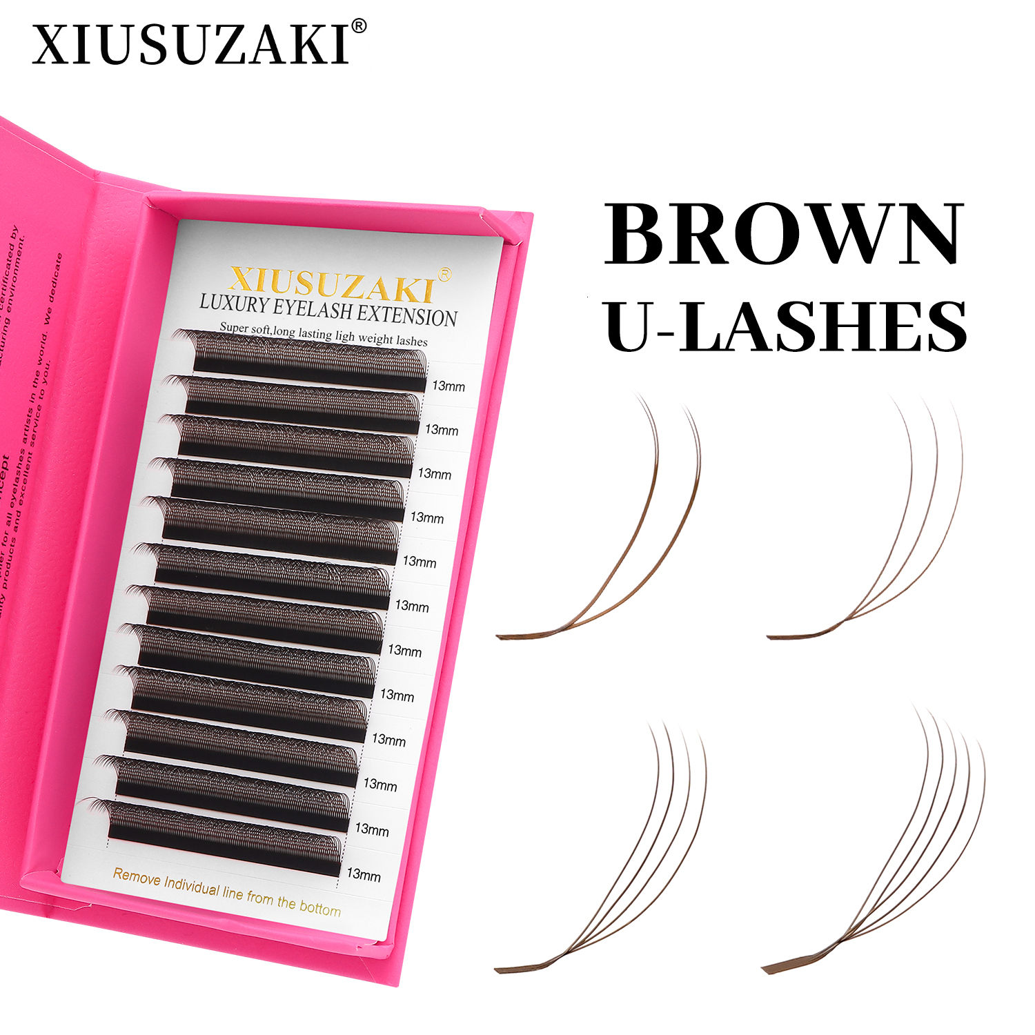 XIUSUZAKI Brown U-Shaped YY 3D 4D 5D Eyelash Extensions Soft U Lashes Extension Mink Premade Volume Fans False Eyelashes W260923