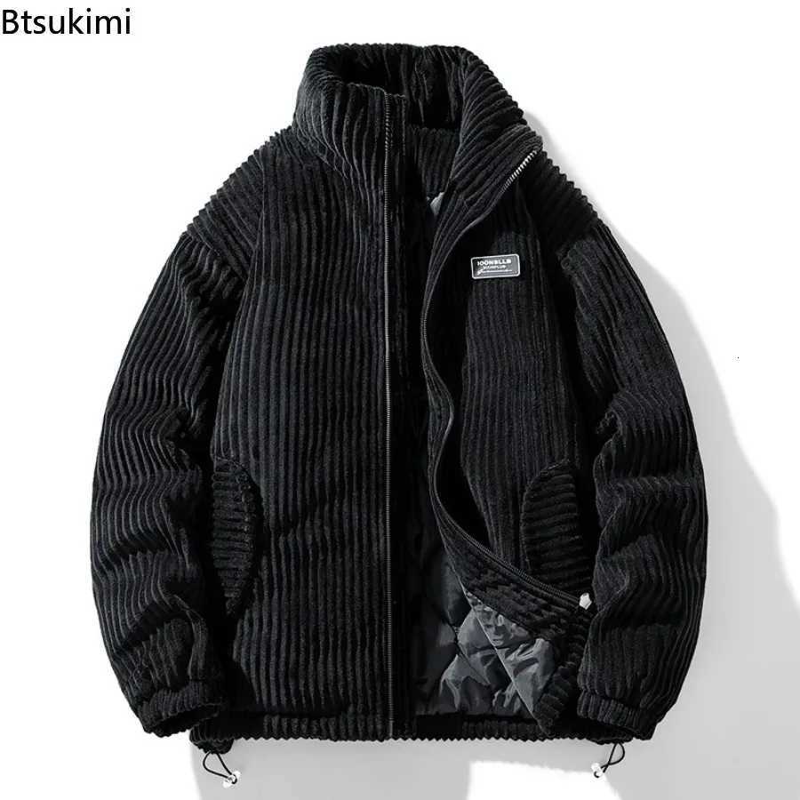 Men's Down Parkas New Winter Fashion Casual Parkas for Men Stand Collar Solid Color Outerwear Corduroy Thicken Warm Jacket Cotton-padded Jacket