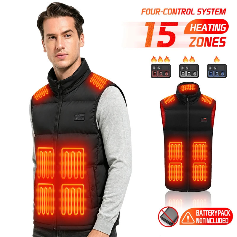 15 Heating Areas USB Heated Vest Men Women Winter Warm Electric Heating Jacket Carbon Fiber For Outdoor Working Skiing Camping 260922
