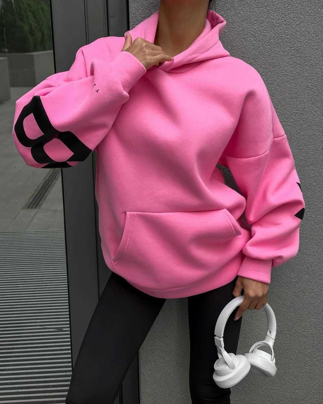 Hoodies Sweatshirts 2025 Elegant Women's Women Chic Hoodies Fashion Autumn Winter Long sleeve Solid Color Hooded Top Casual Office Lady Sweatsh