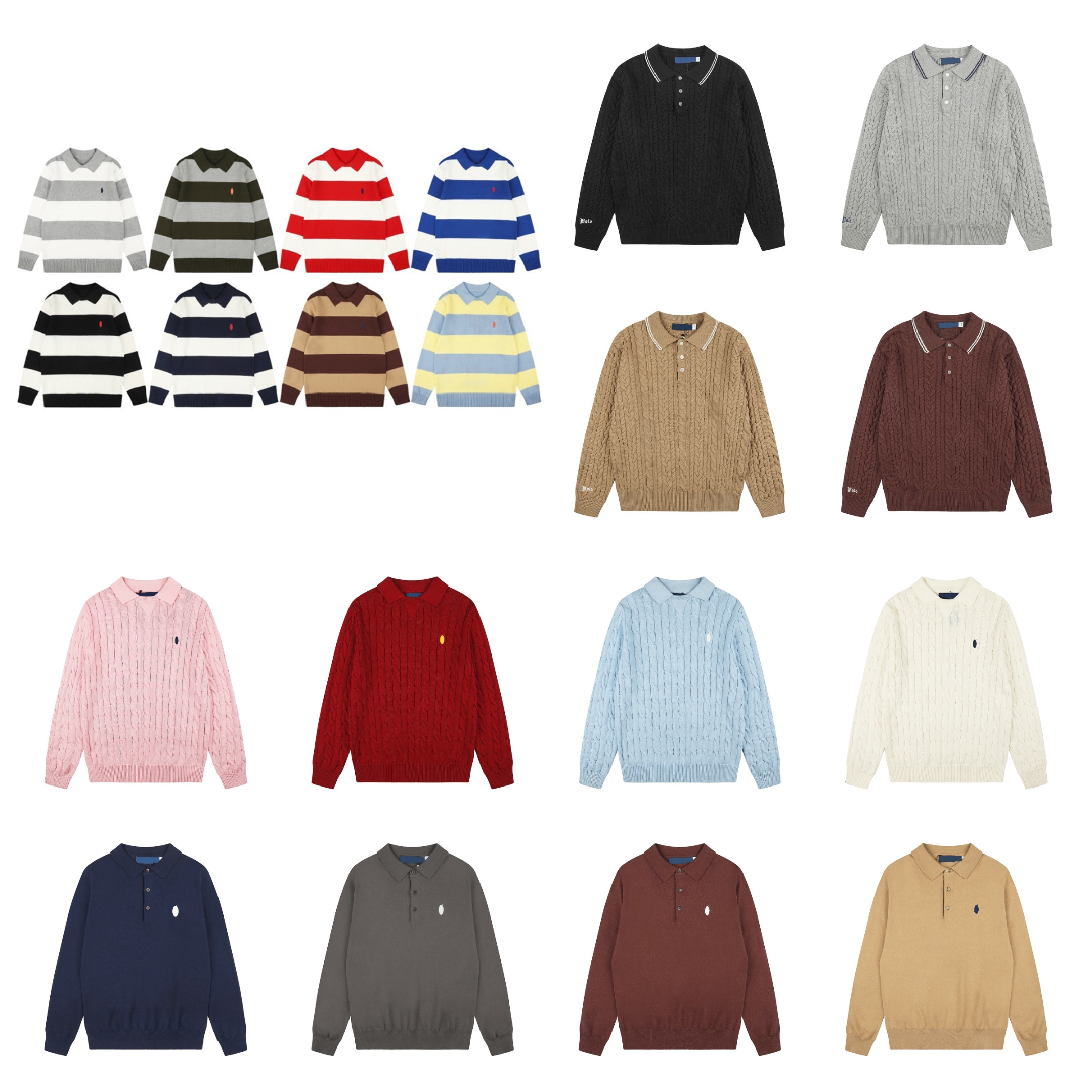 Designer Sweater Men autumn and winter striped contrast pullover solid color classic horse embroidery daily wear loose casual men and women size S-X