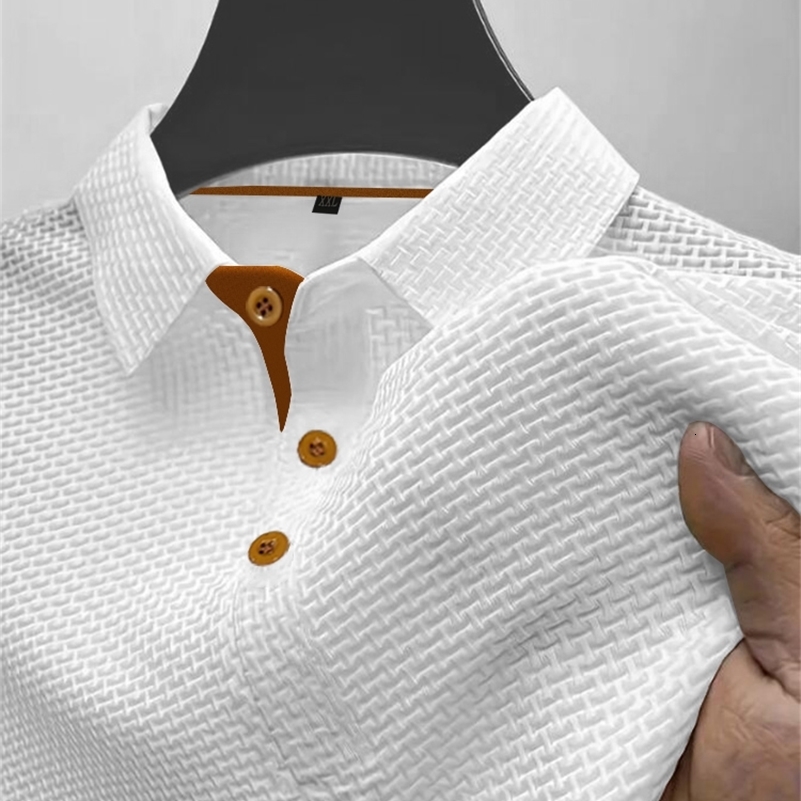 Summer ice silk lapel men's short-sleeved T-shirt men's clothing top 260920ww