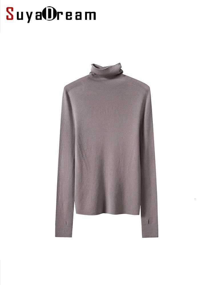 Women's Sweaters SuyaDream Women 100%Merino Wool Turtleneck Basic Slim Pullovers 2024 Fall Winter Comfortable Sweaters Ginger Blue H260923