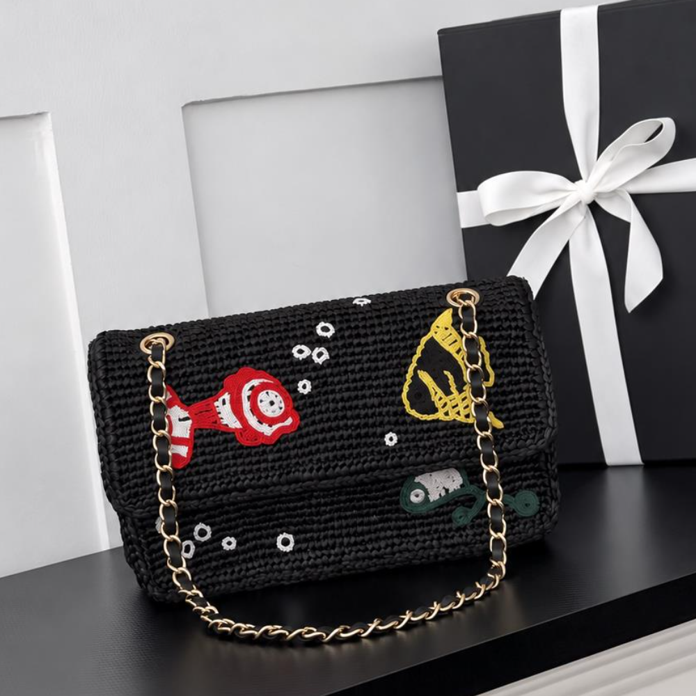 Woven Flap Bag 26M Raffia Chain Shoulder Purse Relaxed Beach Vacation Shopping Top-Tier Designer New Arrival