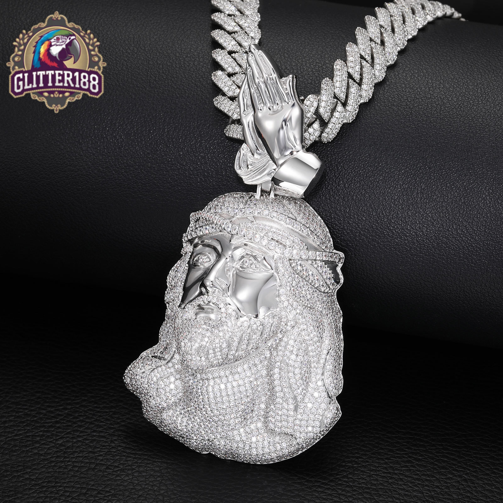 New Full Moissanite Iced Out Jesus Head Pendant Necklace for Men Hip Hop Fashion Jewelry 18K Gold Plated Streetwear Accessory Wholesale