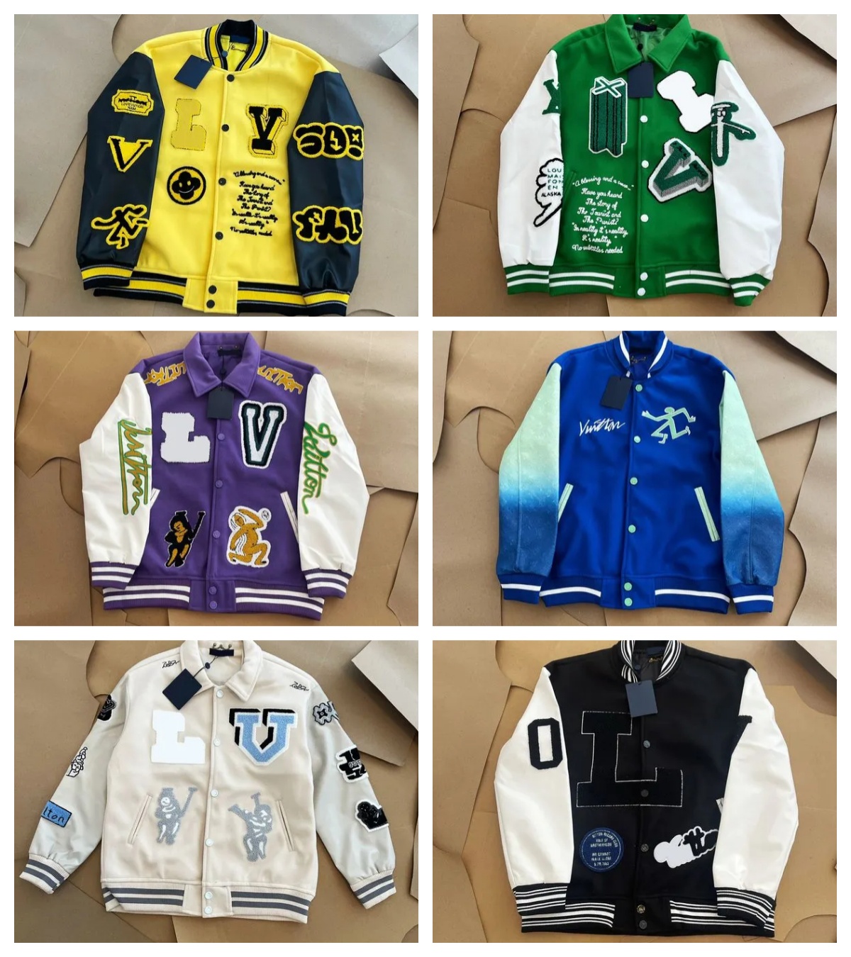 Veste d'université pour hommes, bloc de couleurs, multi-patchs, broderie Chenille, manteau de Baseball ample, Hip Hop, unisexe, Streetwear, vêtem