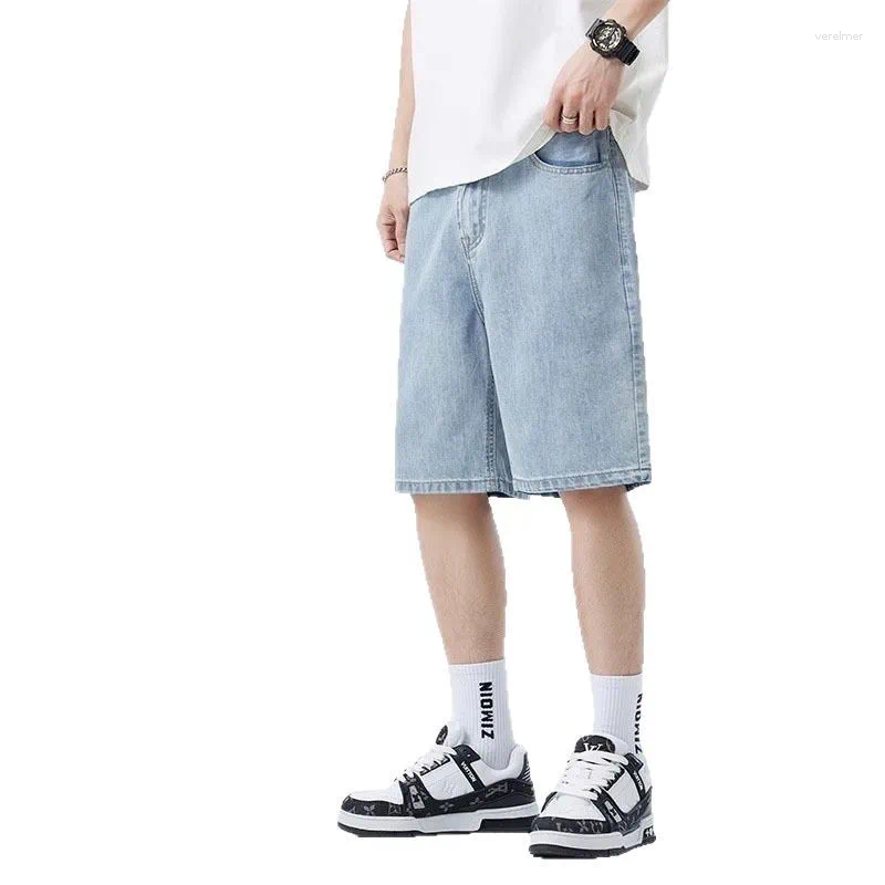 Summer Men Seven Inch Jeans Fashion Design Men's Slim Fit Straight Leg Short Casual Loose Wide Denim Shorts