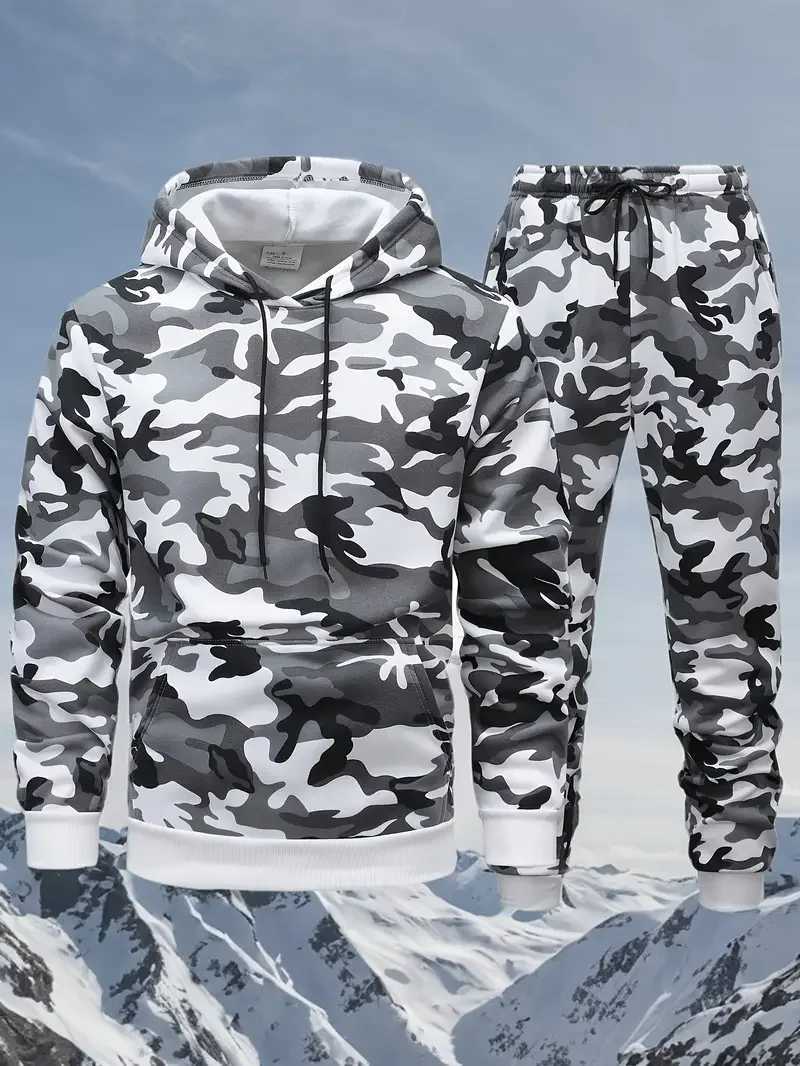 Men'S Camouflage Set Autumn and Winter Trendy Camouflage Suitable for Hiking Camping Fishing Hunting and Running Outdoor Suits T260924