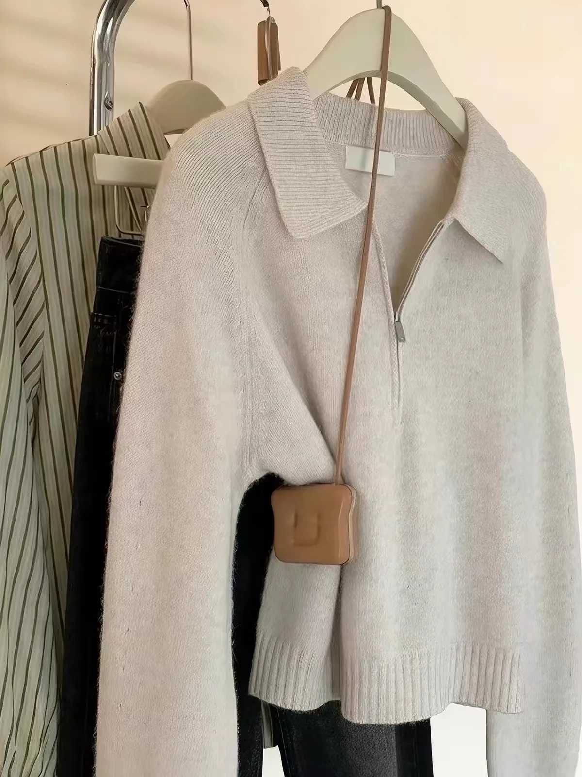 Women's Sweaters Half-zipper collar 100% pure wool sweater women's 2026 autumn and winter new cashmere knitwear solid color sweater bottom