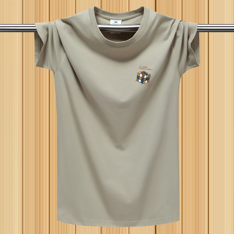 Summer men's loose-fit casual short-sleeved T-shirt, student top, heavyweight plus-size stretch base layer