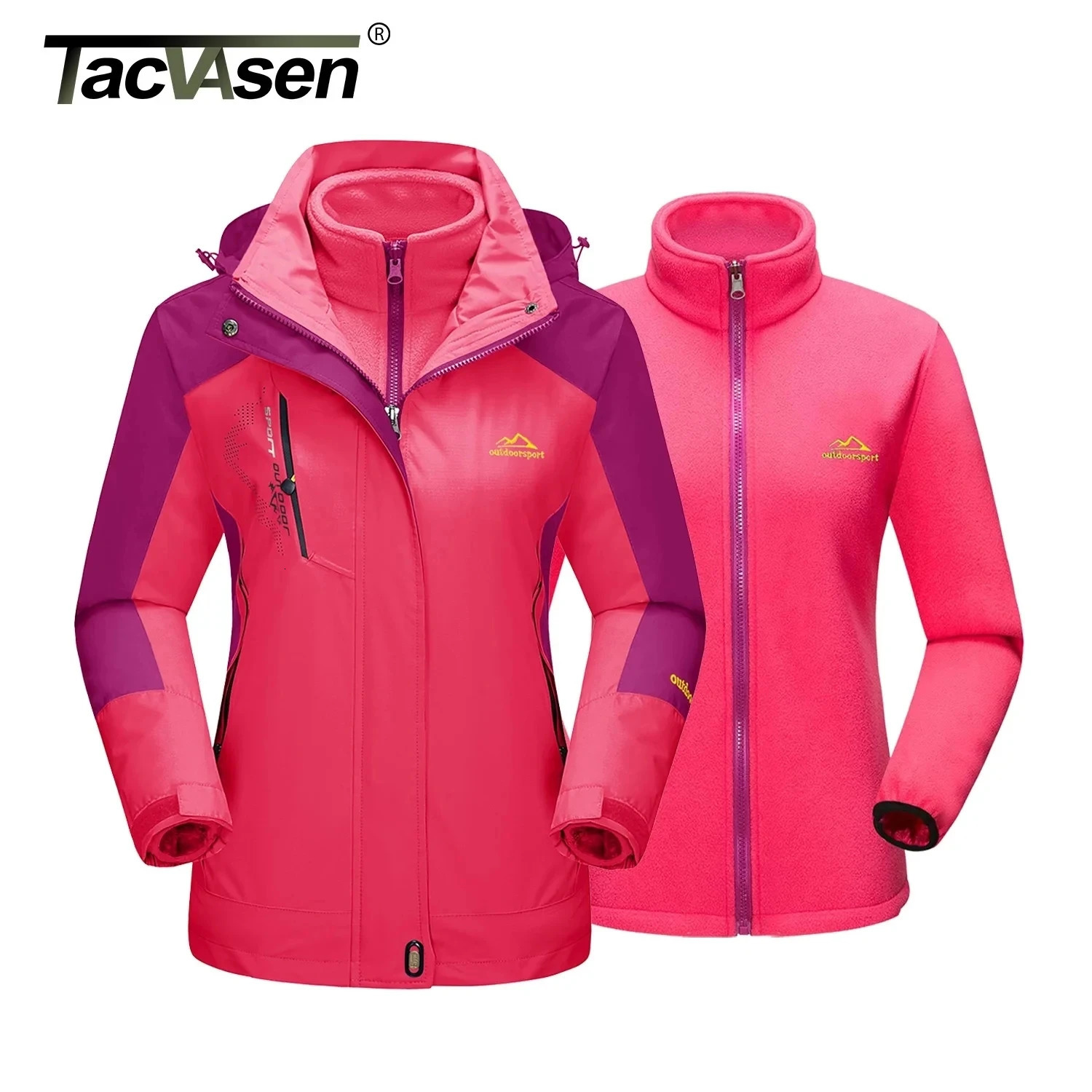 TACVASEN Womens 3 in 1 Winter Fleece Jacket Waterproof Ski Snowboard Jackets Work Rain Coat Outdoor Windbreaker Female Parka 260922