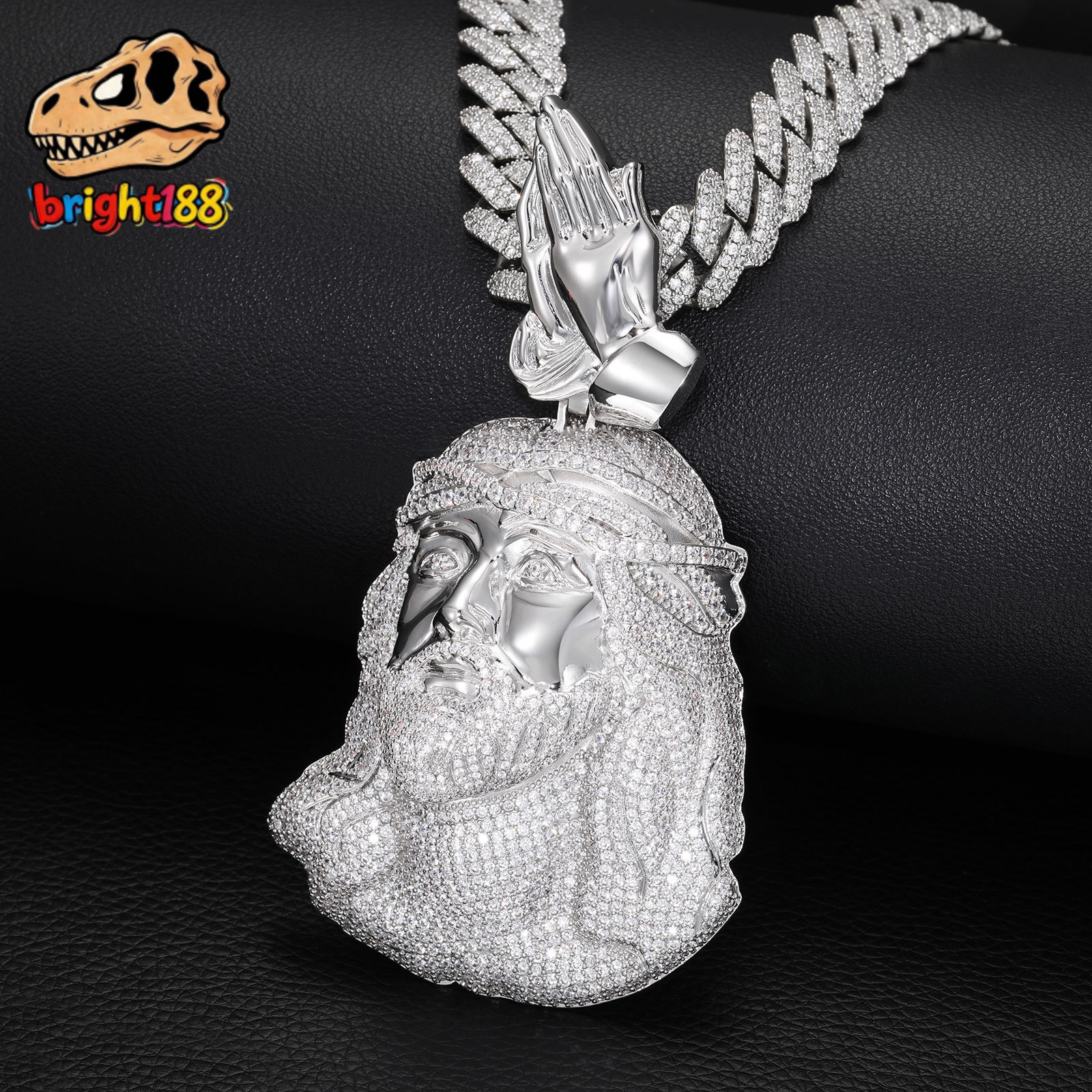 New Full Moissanite Iced Out Jesus Head Pendant Necklace for Men Hip Hop Fashion Jewelry 18K Gold Plated Streetwear Accessory Wholesale