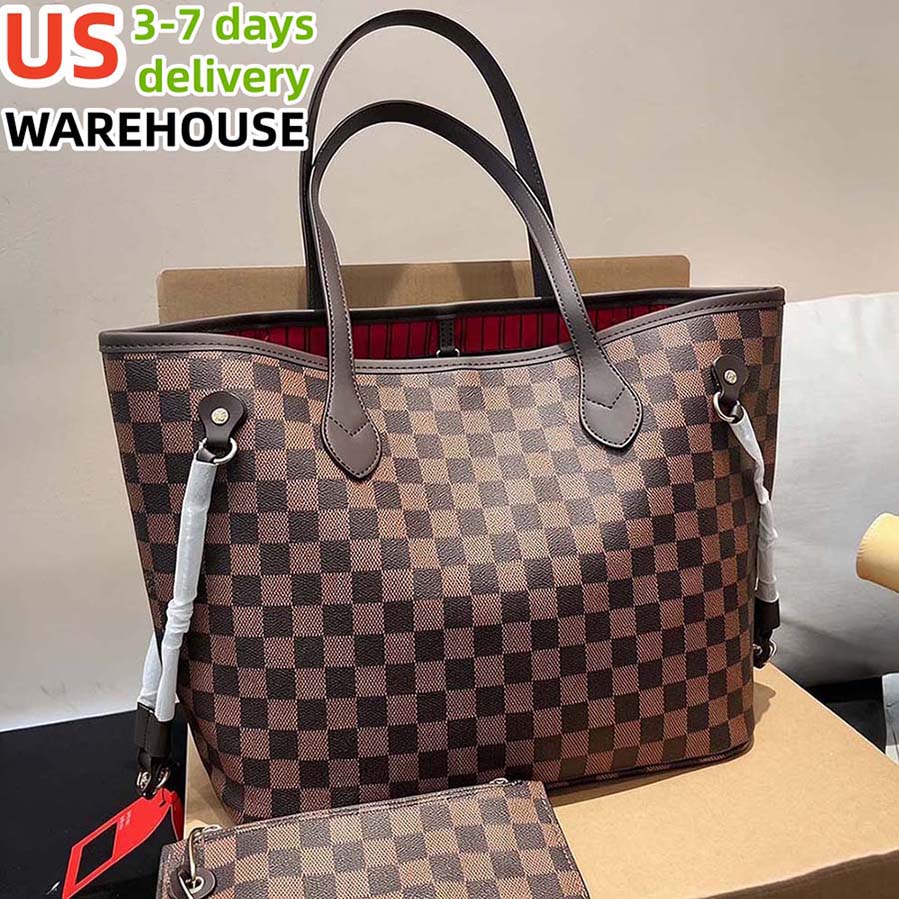 Designer Tote Bag Large Checkerboard Pattern Tote Coated Canvas Wallet Shoulder Bag Luxury Bag Zipped Pouch Beach Bag Women Handbag Leather Makeu