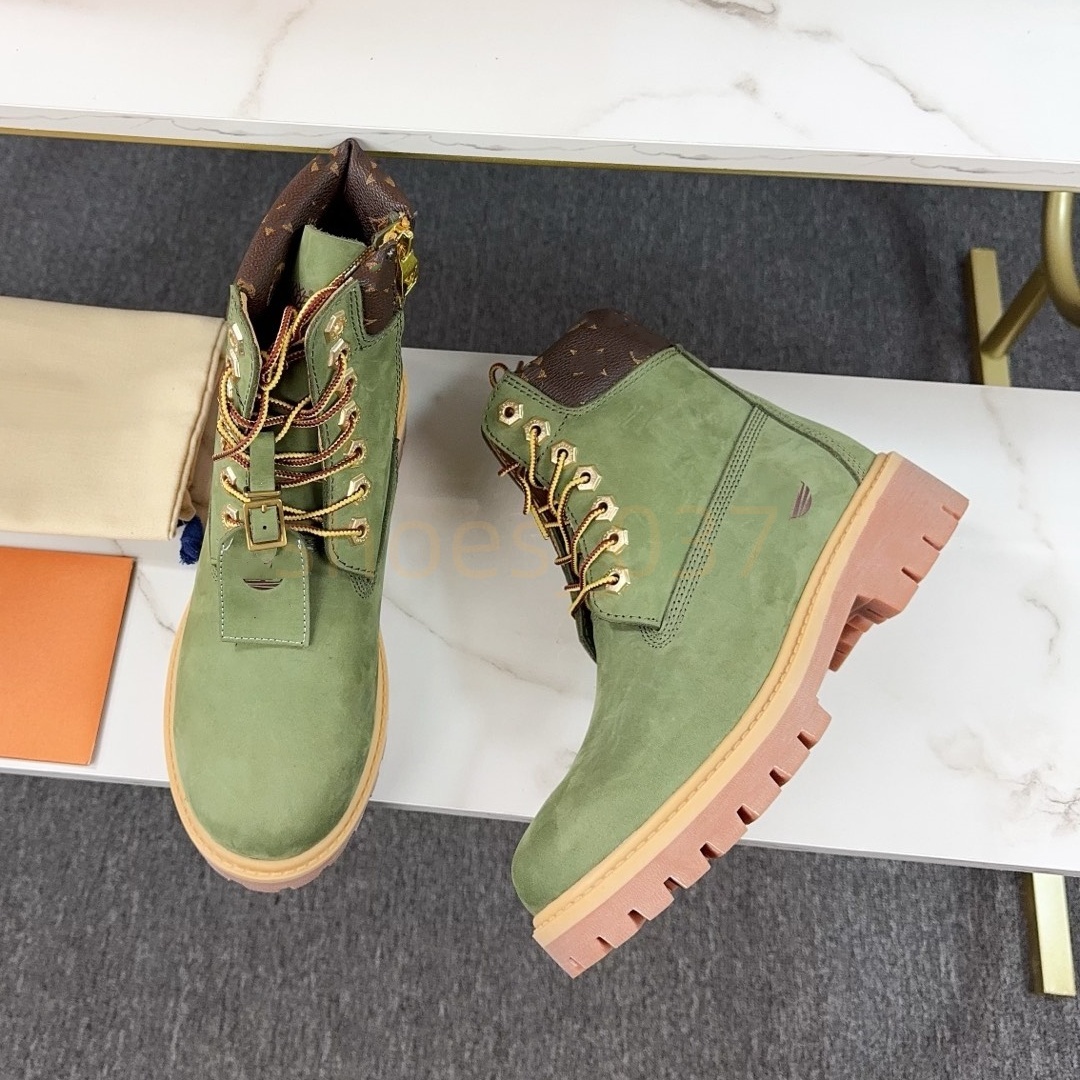 Stivali in pelle di tela monogramma di design di lusso Stivaletti alla caviglia in pelle scamosciata premium unisex Scarpe da lavoro all'aperto Occh