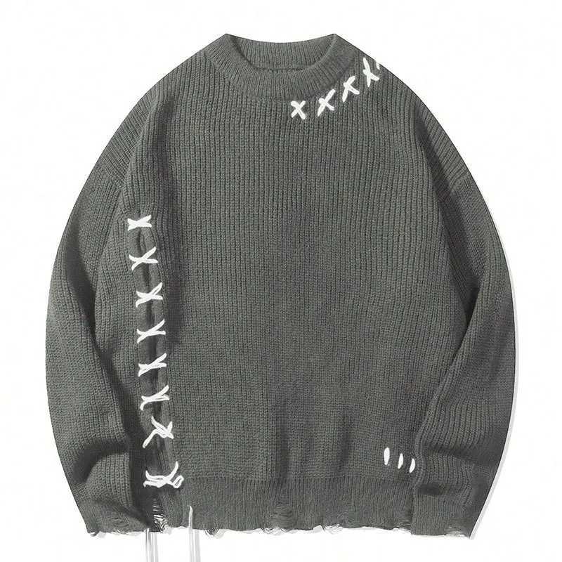 Sweaters 2025 Men's New Style Men's Knitted Sweater Laid-back Design with Intricate Stitching Streetwear Style Cropped Knitted Garment C26