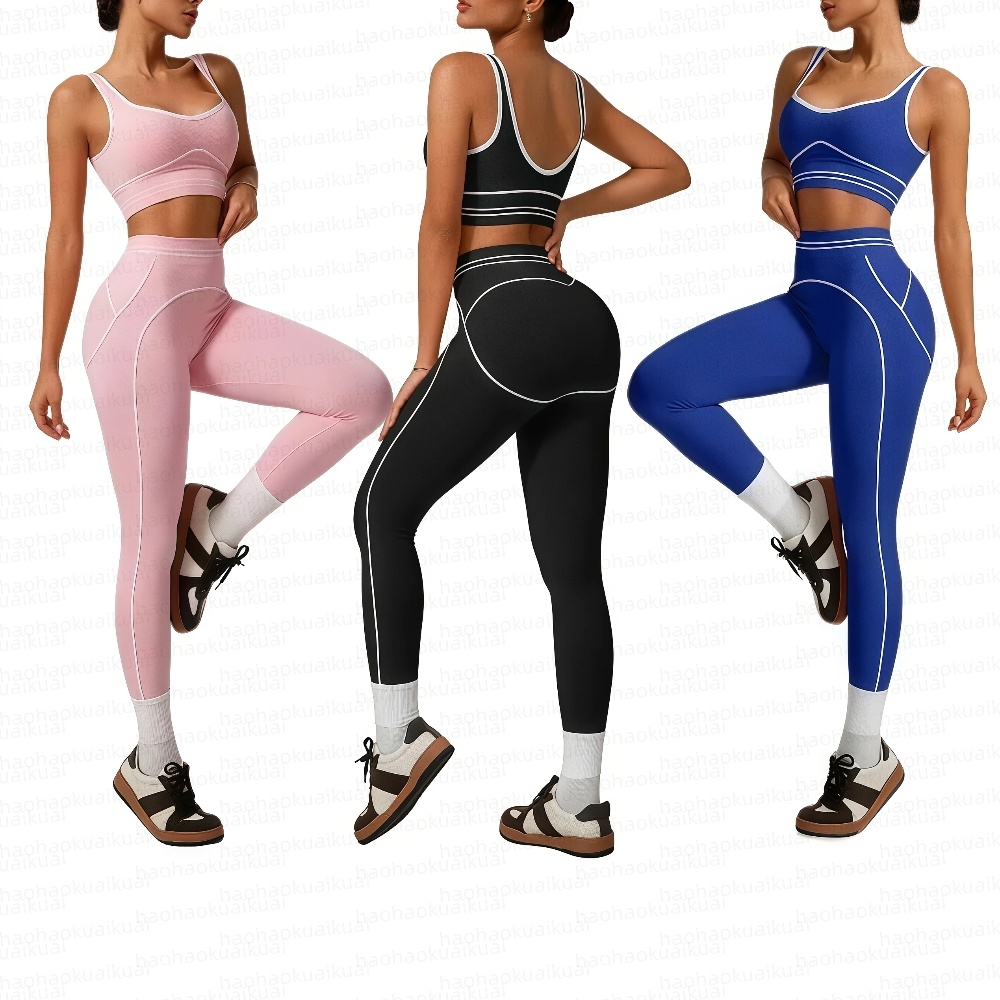 Womens Breathable Fitness Leggings and Soft Elastic Socks Set, Athletic Shorts and Sports Bra Outfit, Comfortable Activewear for Workouts
