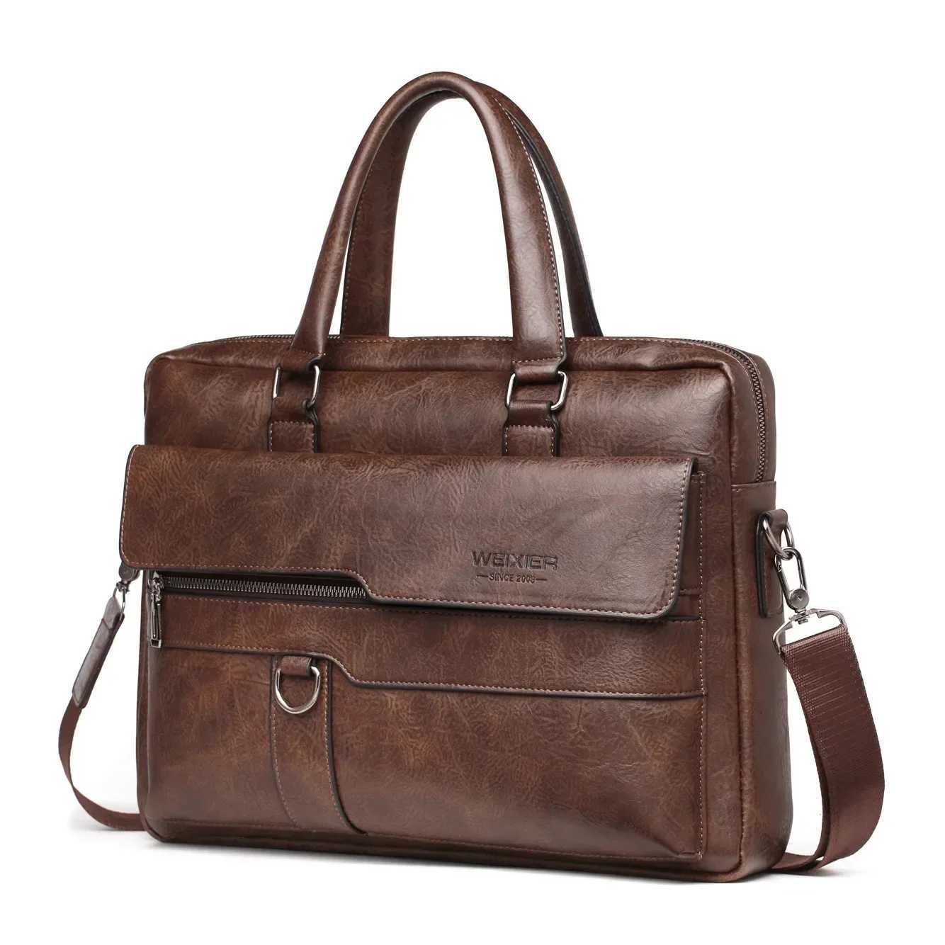 Briefcases 2025 Men Briefcase Bag High Quality Business Famous PU Leather Shoulder Messenger Bags Office Handbag 14 inch Laptop bag H260923
