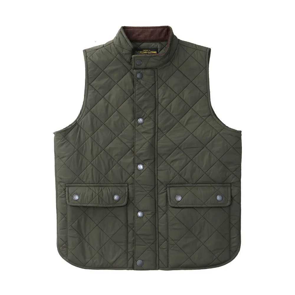 cotton Outdoor Jackets Hoodies quilted vest for men American retro casual solid color stand collar diamond pure cotton work vest jacket N260924