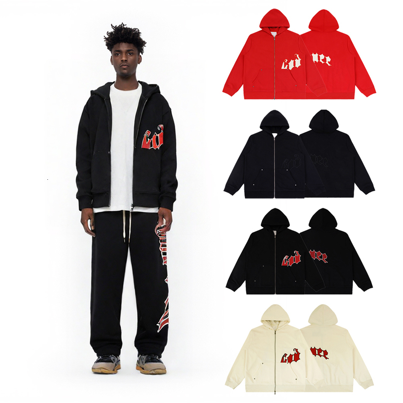 Winter Y2k Oversized Streetwear Embroidery Zipper Hoodie Street Style Graphic Vintage Retro Hiphop Cotton Mens Clothing 260909