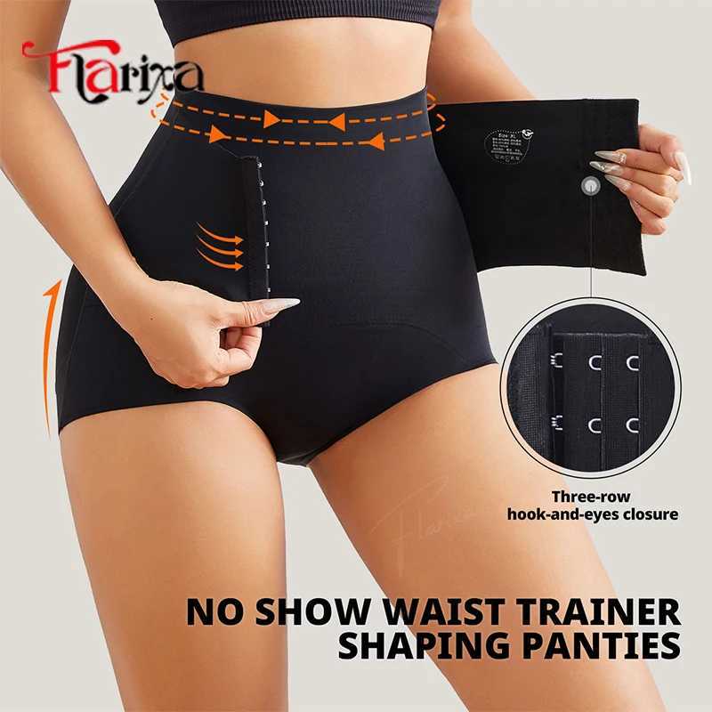 Shapers Flarixa Waist Women's Panties Women Shaper Ice Silk High Waist Butt Lifting Pants Hook and Eye Tummy Control Underwear Briefs J260923