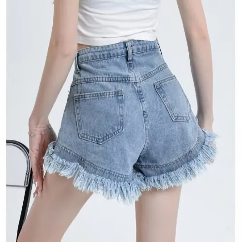 Womens Pearshaped Friendly Denim Shorts 2026 Summer High Waist Frayed Hem Casual Streetwear Wide Leg Pants 260928