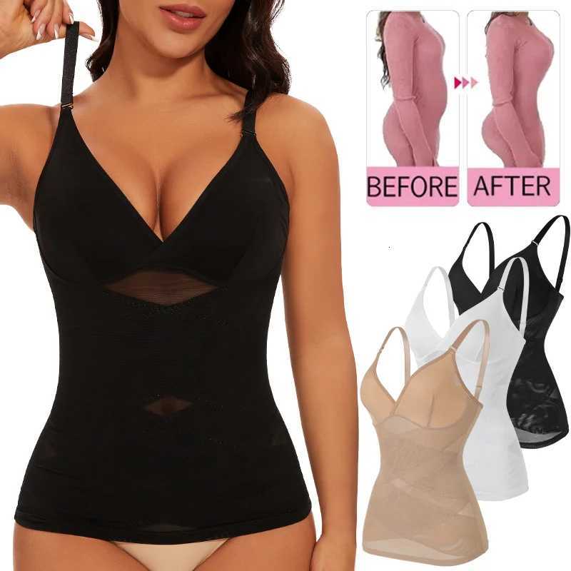 Body Women's Shaper Shapers for Women Tummy Control Shapewear Compression Tanks Cami Tops V-Neck Camisoles Seam-free See Through Waist Shaper J