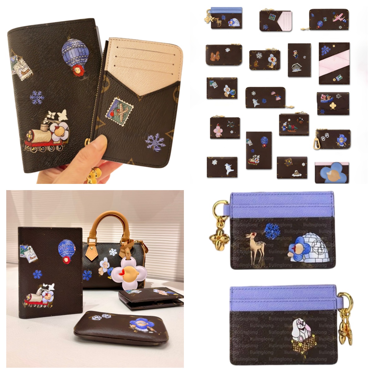 luxury Snow Show wallet designer coin purse Christmas Passport Cover women Classic Monogram coated canvas card holder passport cover charm key pouch