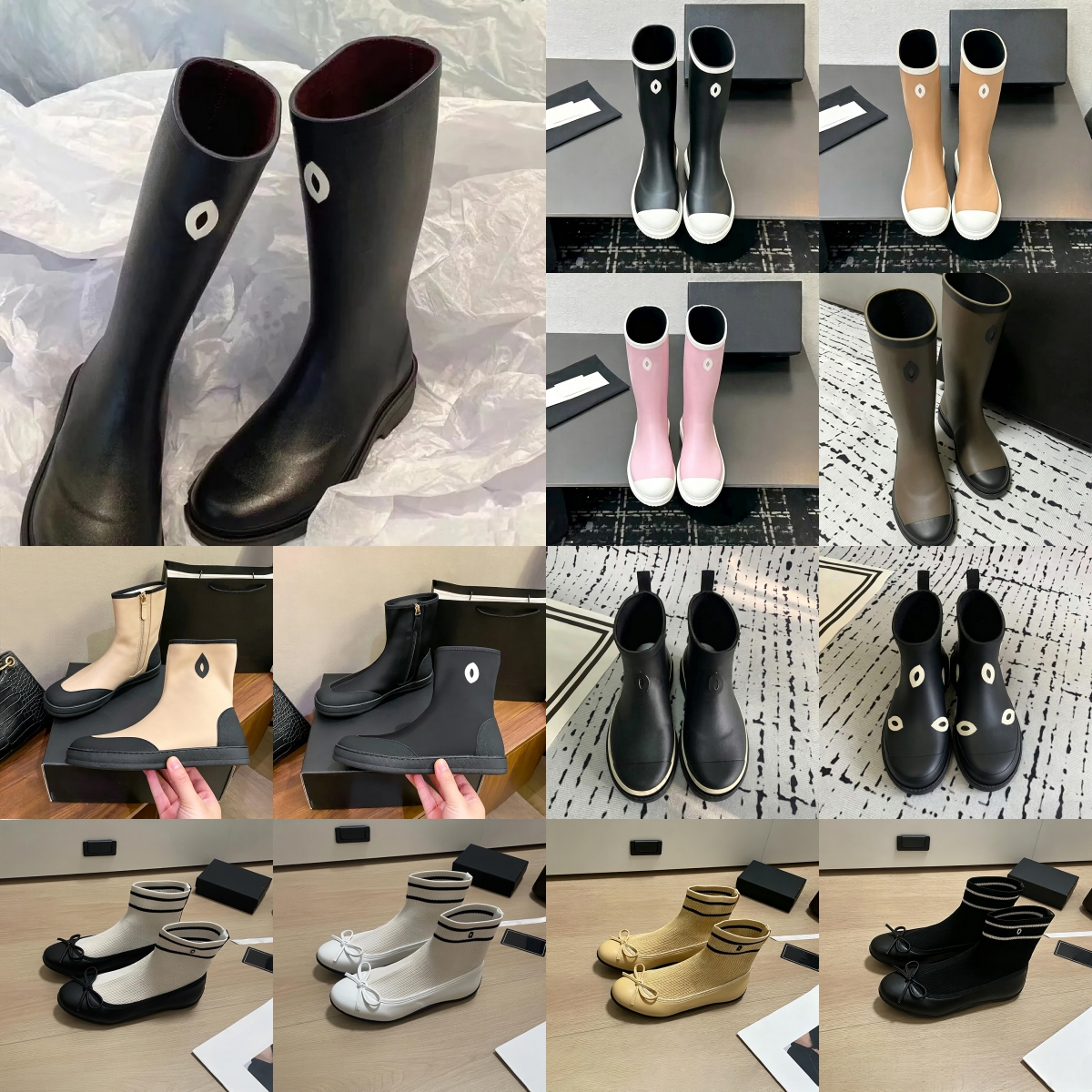 2026 Top Brand Designer Square Toe Women Rain Boots Thick Heel Thicks Sole Ankle Boot Women's Rubber Boot good quality winter shoes snow Boo