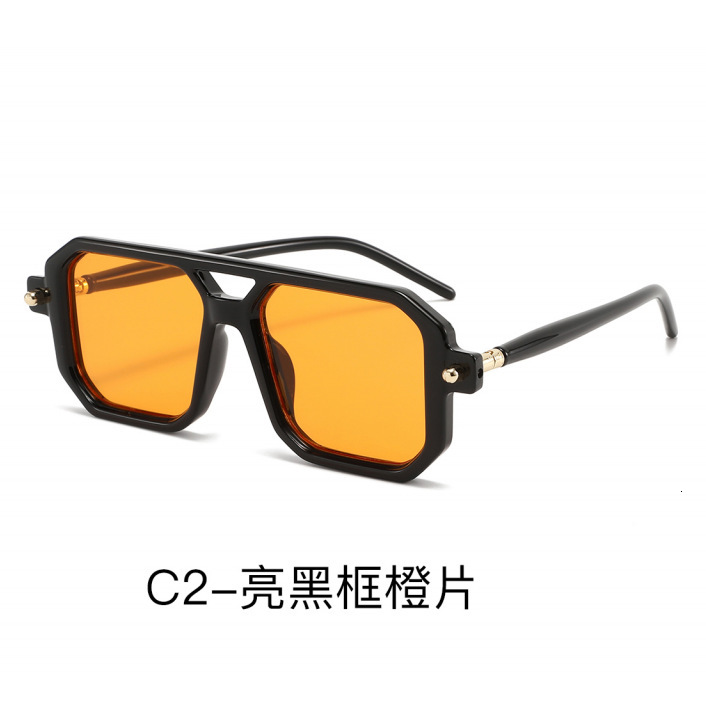Brand Luxury Designer Sunglasses New European And American Internet Celebrity Double-Bridge Frame Retro Fashion 2301 Square Sunglasses Cross-Border