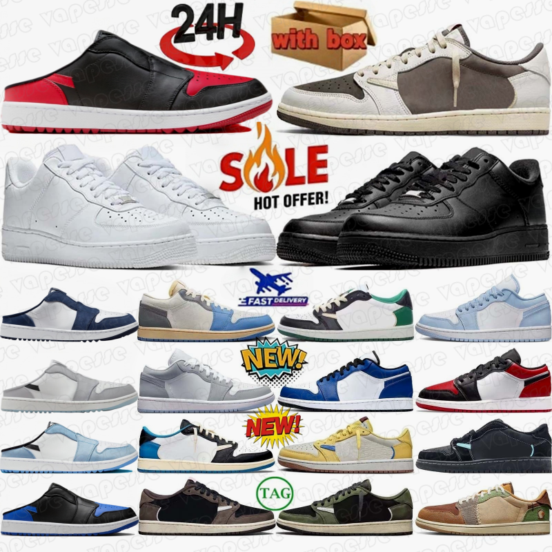 basketball shoes 1s low Mule Golf Travis Tropical Pink Royal Midnight Navy Sail Medium Olive Sail Military Blue Sail Velvet Brown Last Dance At The