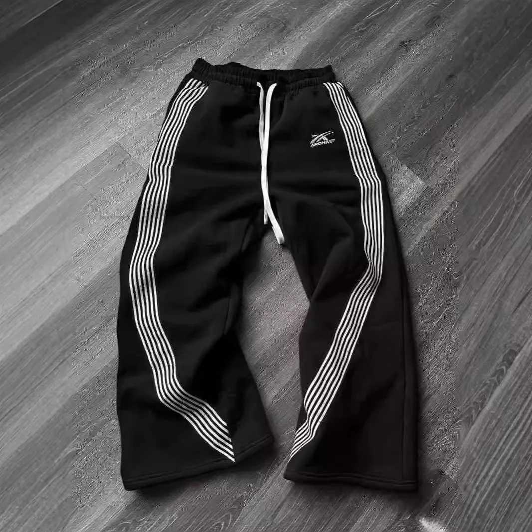 Men's Pants Mens Y2K Striped Sweatpants Harajuku American High Street Loose Casual Hip Hop Versatile Trendy Joggers Streetwear Pants D260924