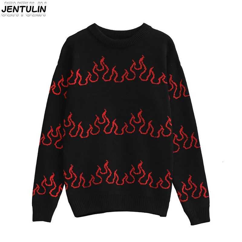 Sweaters Flame Men's Knitted Gifts For Men Women Contrast Full Sleeve Round Neck Sweaters 2025 Winter Spring Streetwear Lady New Woman Clothes