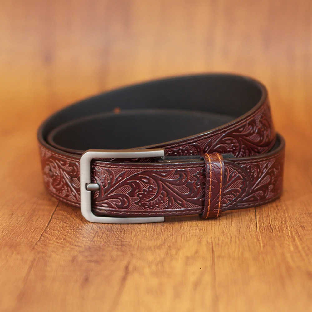 American and Belts European retro embossed casual men's belt style black multifunctional leather belt J260923