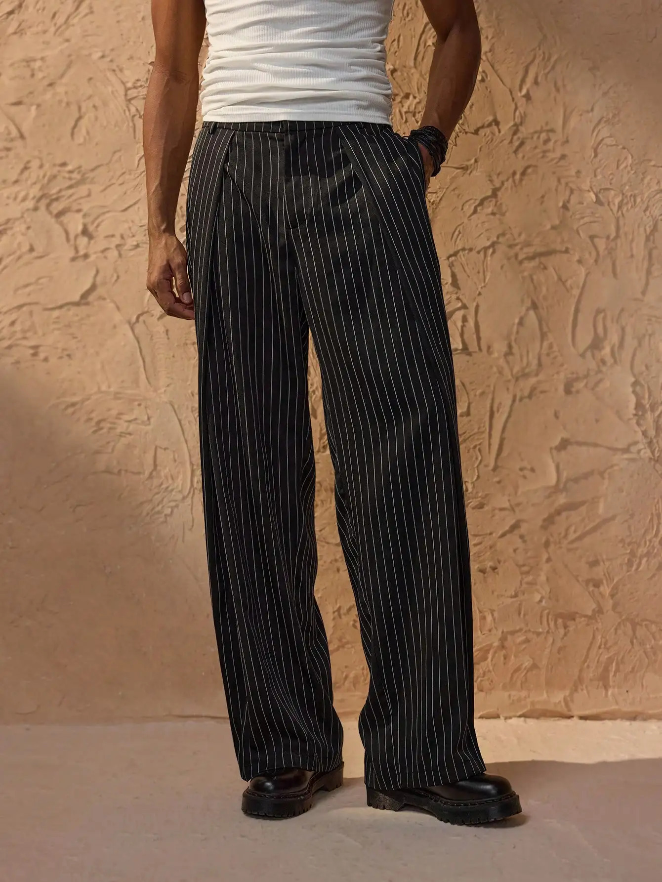 plus Size Mens Striped Casual Pants Trendy Comfortable Daily Wear Long Trousers 260924