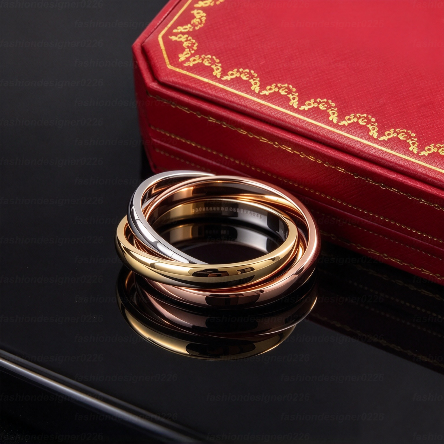 Luxury designer jewelry titanium steel classic three love band trinity ring set interlocking wedding rings men women diamond couple gift three ring